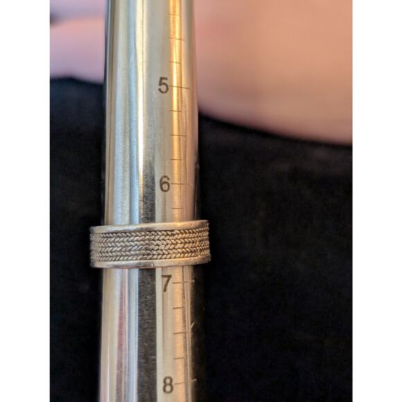 Vintage Signed NF 925 Sterling Silver Wheat Design Unisex Band Ring Size 6.5 - Picture 6 of 8